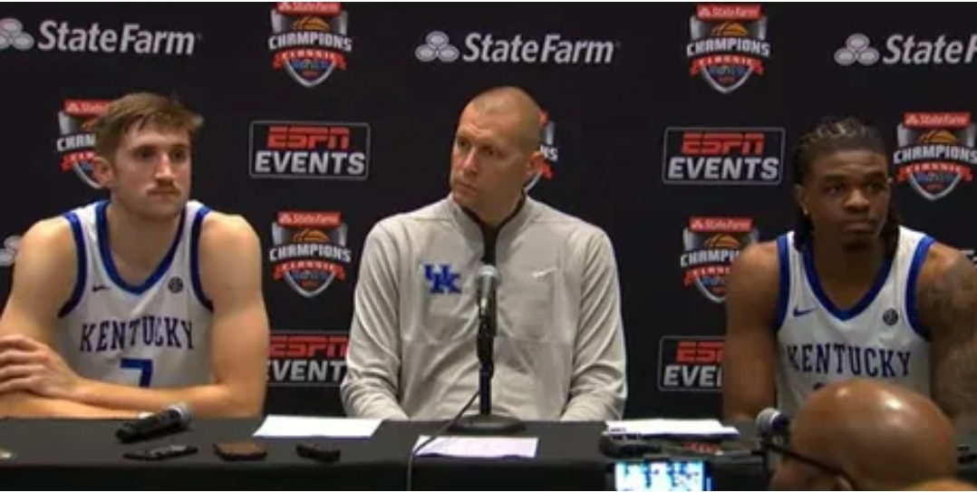 Kentucky Wildcats Coach Mark Pope, Kentucky players discuss Champions