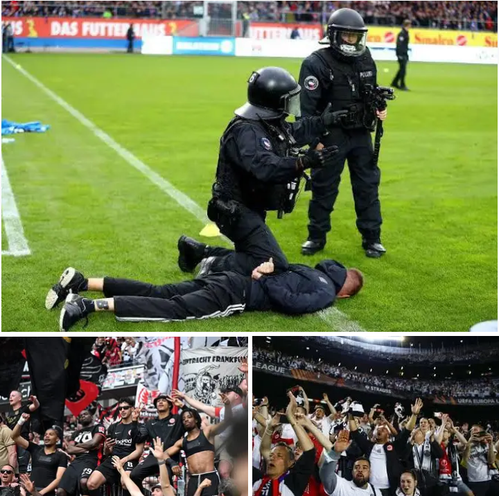 SKANDAL-NACHSPIEL IN BERLIN! Eintracht-Frankfurt-Fans rasten nach der dramatischen 3:4-Pleite gegen Union Berlin völlig aus! Statt fairer Rivalität flogen Fäuste, Flaschen und Pyros – ein wütender Mob lieferte sich brutale Auseinandersetzungen mit der Polizei. Sirenen, Schreie und Panik bestimmten die Nacht rund um das Stadion. Einsatzkräfte gerieten an ihre Grenzen, während verzweifelte Familien flüchteten. Die Bundesliga steht unter Schock – ein bitterer Fußball-Abend, der in Chaos, Gewalt und Skandal endete! ⚡