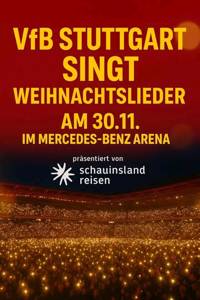 STUTTGART ERLEUCHTET DIE WEIHNACHT!  Am 30. November verwandelt sich die Mercedes-Benz Arena in ein glitzerndes Winterwunderland der Herzen! ❤️ Beim Mega-Event „Stuttgart singt Weihnachtslieder“ wird der VfB zum Mittelpunkt purer Emotion!  Tausende Fans, funkelnde Lichter, unvergessliche Gänsehaut-Momente – ein Abend, der die Stadt vereint wie nie zuvor! ✨ Liebe, Gemeinschaft und Magie verschmelzen zu einem Fest, das selbst den Himmel zum Singen bringt!  #VfBWeihnachtszauber #StuttgartSingt