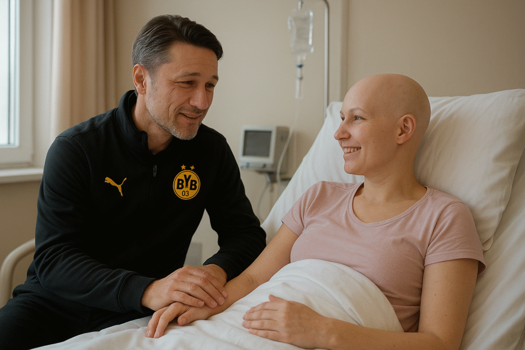 KOVAČ HERZ-AUS-GOLD-SCHOCK! Man stelle sich vor, Borussia Dortmund-Trainer Niko Kovač geht über den Fußball hinaus – und spendet 100 Millionen Pfund zur Unterstützung von Krebspatienten. Fans würden vor Bewunderung explodieren, seinen Mut, seine Großzügigkeit und Menschlichkeit feiern. Spiele zu gewinnen ist stark… doch Herzen zu gewinnen verändert alles. Ein Vermächtnis voller Mitgefühl.