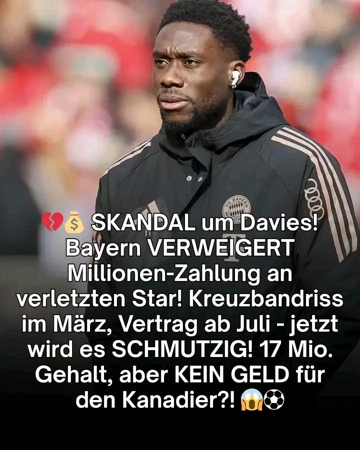 ALPHONSO DAVIES-SKANDAL BEI BAYERN! Der Schock sitzt TIEF in München: Davies’ Kreuzbandriss war erst der Anfang – jetzt eskaliert der MILLIONEN-ZOFF zwischen den Bayern-Bossen und seinem Berater! Während der kanadische Speedstar noch um seine Rückkehr kämpft, tobt hinter den Kulissen ein gnadenloser Machtkrieg um Vertragsklauseln, Boni und Loyalität! ⚡️ Juristen sprechen von einer „grauen Zone zwischen Recht und Moral“, Insider von einem „Beben, das die Kabine spalten könnte“! Der FC Bayern steht am Rand eines neuen Super-GAUS! ⚠️