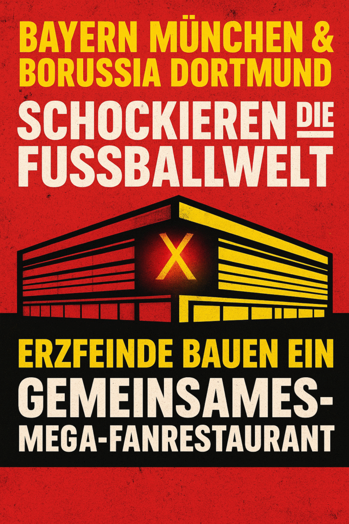 BAYERN MÜNCHEN & BORUSSIA DORTMUND Bayern und Dortmund schocken die Fußballwelt: Erzrivalen bauen gemeinsam ein gigantisches Fan-Restaurant! Deutschland bebt. Die Bundesliga ist sprachlos.