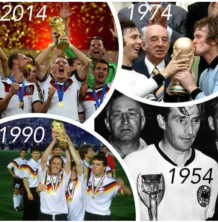 GERMANY – A NATION BUILT ON FOOTBALL LEGACY! From Bern 1954 to Rio 2014, Germany has written history on the world stage four unforgettable times. Each triumph reflects discipline, unity, and relentless hard work. In 1974 and 1990, they proved that success is never luck, but the result of heart and consistency. Germany stands as a symbol of footballing identity — a nation that rises when the world is watching. Their legacy is not just trophies… it is culture.