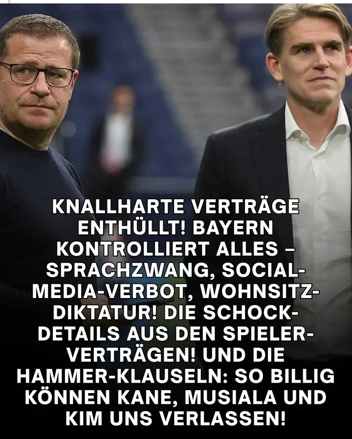 BRISANTE Enthüllung bei Bayern München! Laut Sport BILD soll beim Rekordmeister ein extrem strenges Kontrollsystem herrschen. Spieler-Posts werden angeblich geprüft, Aussagen streng beobachtet, selbst Wohnorte sollen mitbestimmt werden. Was nach außen wie Glanz und Freiheit wirkt, scheint intern hart geregelt zu sein. Dieses Bild zeigt ein Bayern, das nichts dem Zufall überlässt – totaler Fokus, totale Disziplin. Doch die Frage steht im Raum: Wo endet Professionalität – und wo beginnt Kontrolle? ⚡