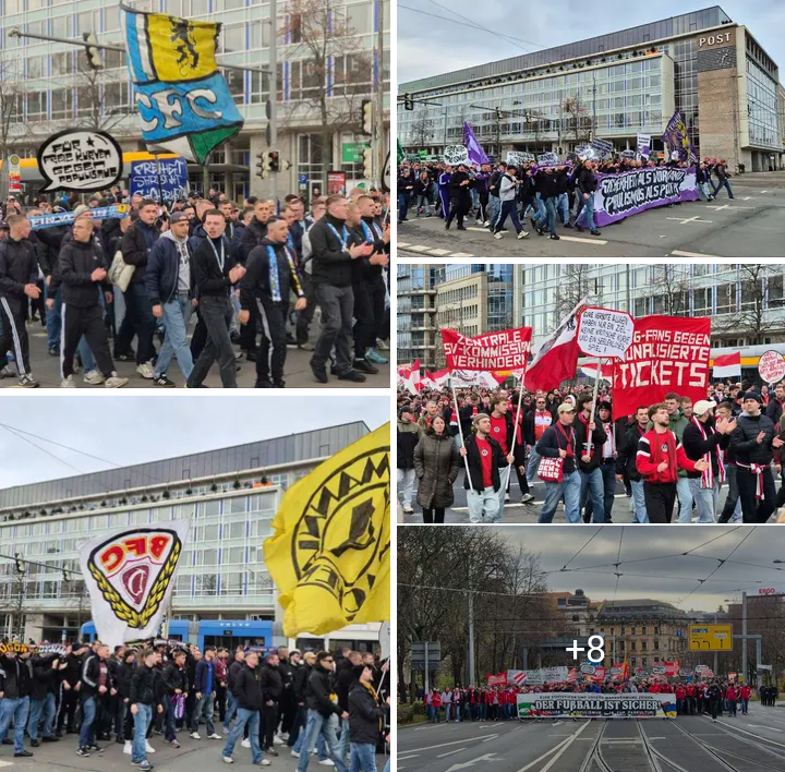 Vereint jenseits aller Rivalitäten: Über 50 Fanszenen ziehen gemeinsam durch Leipzig, während Ultras verschiedenster Vereine an der Spitze ein Banner mit der Aufschrift ‚Football is safe‘ tragen – ein machtvolles Zeichen für Zusammenhalt, Widerstand und Fanrechte, bei dem Anhänger aus ganz Deutschland Schulter an Schulter für den Erhalt echter Fankultur, gegen Überregulierung und für die Zukunft des Fußballs demonstrieren.