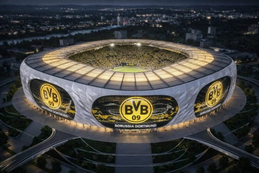 Borussia Dortmund plant eine wegweisende Modernisierung des Signal Iduna Parks und investiert rund 770 Millionen US-Dollar, um das legendäre Stadion bis 2028 umfassend umzubauen. Mehr Kapazität, verbesserte Akustik, hochmoderne digitale Technologien sowie nachhaltige Energielösungen sollen Dortmunds Zukunft als eines der führenden Fußballziele Europas sichern.