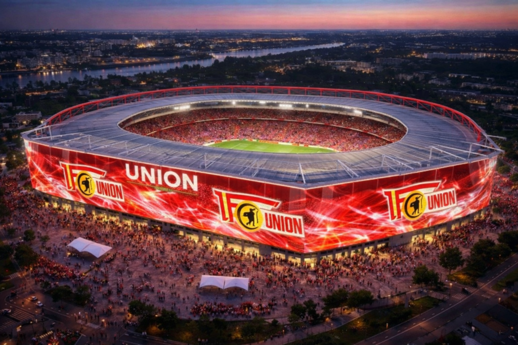 1. FC Union Berlin plant historische Modernisierung der Alten Försterei: Mit einer Investition von rund 770 Millionen Dollar sollen Kapazität, Akustik, digitale Stadiontechnologie und nachhaltige Energielösungen bis 2028 auf europäisches Topniveau gehoben werden und den Standort Köpenick langfristig wirtschaftlich, kulturell und sportlich für Fans, Stadt, Verein gleichermaßen attraktiv machen.