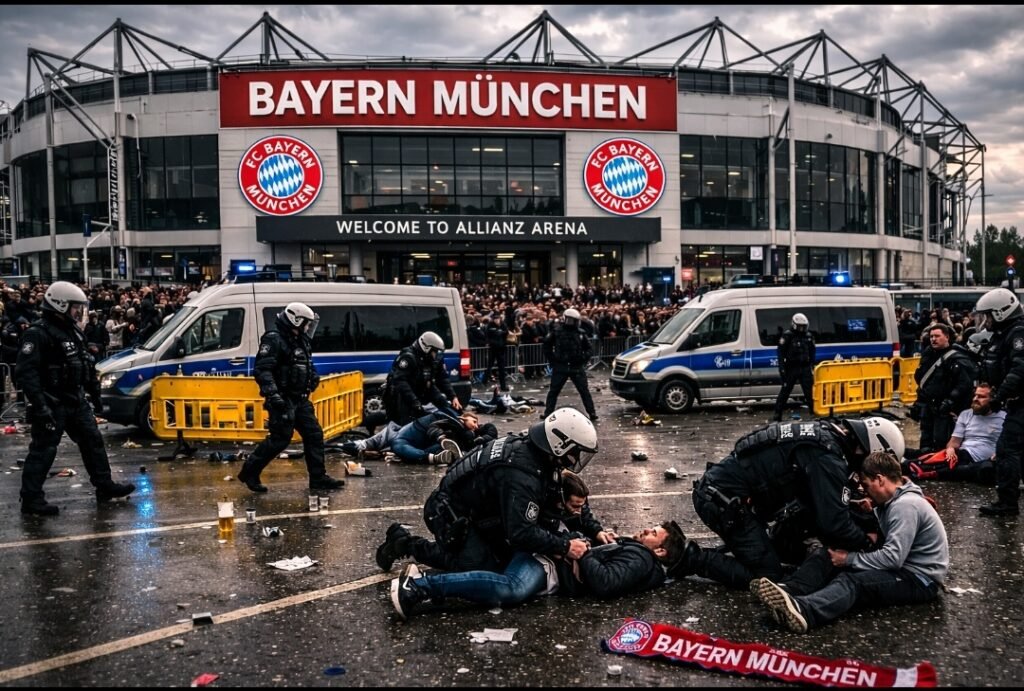 FC Bayern Munich erwacht im Chaos 💣🔥, als Sirenen und Blaulicht 🚨⚡ plötzlich die morgendliche Ruhe rund um das Trainingsgelände durchbrechen. Mitarbeiter, Spieler und einige Fans, die sich bereits vor Ort versammelt haben, blicken verwirrt in Richtung Eingang. Mehrere Polizeifahrzeuge rollen auf das Gelände, während Sicherheitskräfte hektisch telefonieren. Innerhalb weniger Minuten ist klar: Hier passiert etwas, das den Verein erschüttern könnte……