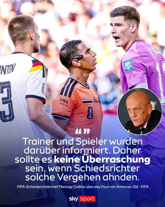 🚨 FIFA BRICHT DAS SCHWEIGEN! Pierluigi Collina VERTEIDIGT die umstrittene Entscheidung um Jonathan Tahs aberkanntes Tor und sorgt weltweit für heftige Diskussionen. Der FIFA-Schiedsrichterchef stellt klar, dass der Treffer regelkonform nicht anerkannt wurde, weil Angreifer einen Verteidiger beziehungsweise den Torhüter unzulässig am Verteidigen hinderte. Laut Collina wurden Schiedsrichter und Teams bereits vor dem Turnier ausdrücklich auf diese Regelauslegung hingewiesen. Die Botschaft ist eindeutig: Im modernen Fußball entscheiden nicht Emotionen, sondern die konsequente Anwendung der Regeln. Die FIFA hat die kontroverse Szene aus dem WM-Achtelfinale zwischen Deutschland und Paraguay ausführlich erklärt und die Entscheidung der Schiedsrichter ausdrücklich bestätigt. Schiedsrichterchef Pierluigi Collina betonte, dass Angreifer keinen Gegenspieler bewusst blockieren oder dessen Laufweg behindern dürfen, wenn sie selbst keine Absicht haben, den Ball zu spielen. Nach Collinas Erklärung wurden alle Schiedsrichter vor dem Turnier angewiesen, auf solche taktischen Situationen besonders genau zu achten. Sollte ein Angreifer gezielt einen Verteidiger oder den Torhüter daran hindern, seine Aufgabe zu erfüllen, müsse der Schiedsrichter eingreifen. Falls notwendig, sei auch der VAR verpflichtet, die Szene sorgfältig zu überprüfen. Mit dieser Klarstellung unterstreicht die FIFA, dass Fairness und die konsequente Anwendung der Fußballregeln wichtiger sind als der Druck großer Spiele oder die Reaktionen der Fans. Die Entscheidung mag für viele deutsche Anhänger schmerzhaft gewesen sein, doch laut Collina war sie vollständig regelkonform. Die Stellungnahme zeigt einmal mehr, dass jedes Detail im Spitzenfußball über Sieg oder Niederlage entscheiden kann. Gleichzeitig erinnert sie Spieler, Trainer und Fans daran, dass Erfolg nicht nur von Talent und Leidenschaft abhängt, sondern auch vom Respekt vor den Regeln des Spiels.