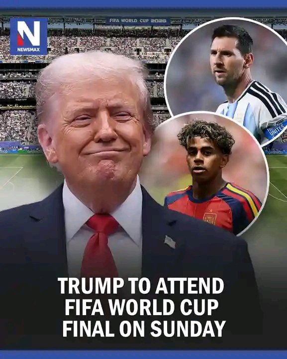 🚨 TRUMP BESUCHT DAS WM-FINALE! 🇺🇸🏆 US-Präsident Donald Trump wird am Sonntag das mit Spannung erwartete Finale der FIFA-Weltmeisterschaft zwischen Argentinien und Spanien im New York–New Jersey Stadium live verfolgen. Nach Angaben des Weißen Hauses soll seine Anwesenheit den Abschluss einer Weltmeisterschaft markieren, die als die meistgesehene, sicherste und erfolgreichste in der Geschichte der USA gilt. Der Besuch des Präsidenten verleiht dem Endspiel zusätzliche internationale Aufmerksamkeit und unterstreicht die weltweite Bedeutung dieses Fußball-Highlights.