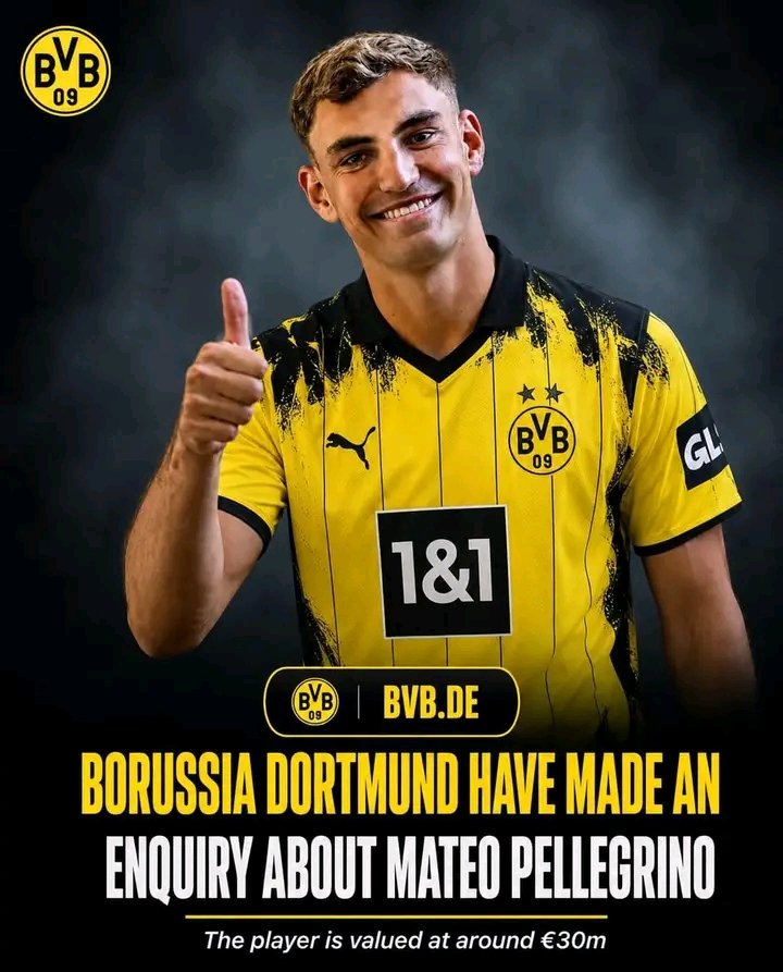 Borussia Dortmund erkundigt sich nach Mateo Pellegrino, Weitere Details zu den Ereignissen finden Sie hier… ⬇️⬇️