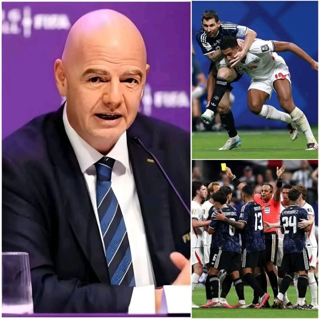 🚨 VOR 20 MINUTEN: FIFA-Präsident Gianni Infantino hat soeben eine entscheidende Entscheidung bezüglich des Spiels zwischen England und Argentinien getroffen. Nach der Überprüfung des Videomaterials gemeinsam mit dem Schiedsrichterteam (AR-Team) sowie der Analyse der Zusammenstöße zwischen den Spielern beider Mannschaften stellte er schwerwiegende Fehler des Schiedsrichters Ismail Elfath fest. Darüber hinaus zeigt ein Videoclip, wie Lionel Messi dem Schiedsrichter Elfath kurz vor dem Tor Argentiniens etwas ins Ohr flüstert. Diese Entscheidung des FIFA-Präsidenten erfolgte, nachdem diese Beweise aufgetaucht waren, und könnte das Endergebnis des Spiels unmittelbar beeinflussen…